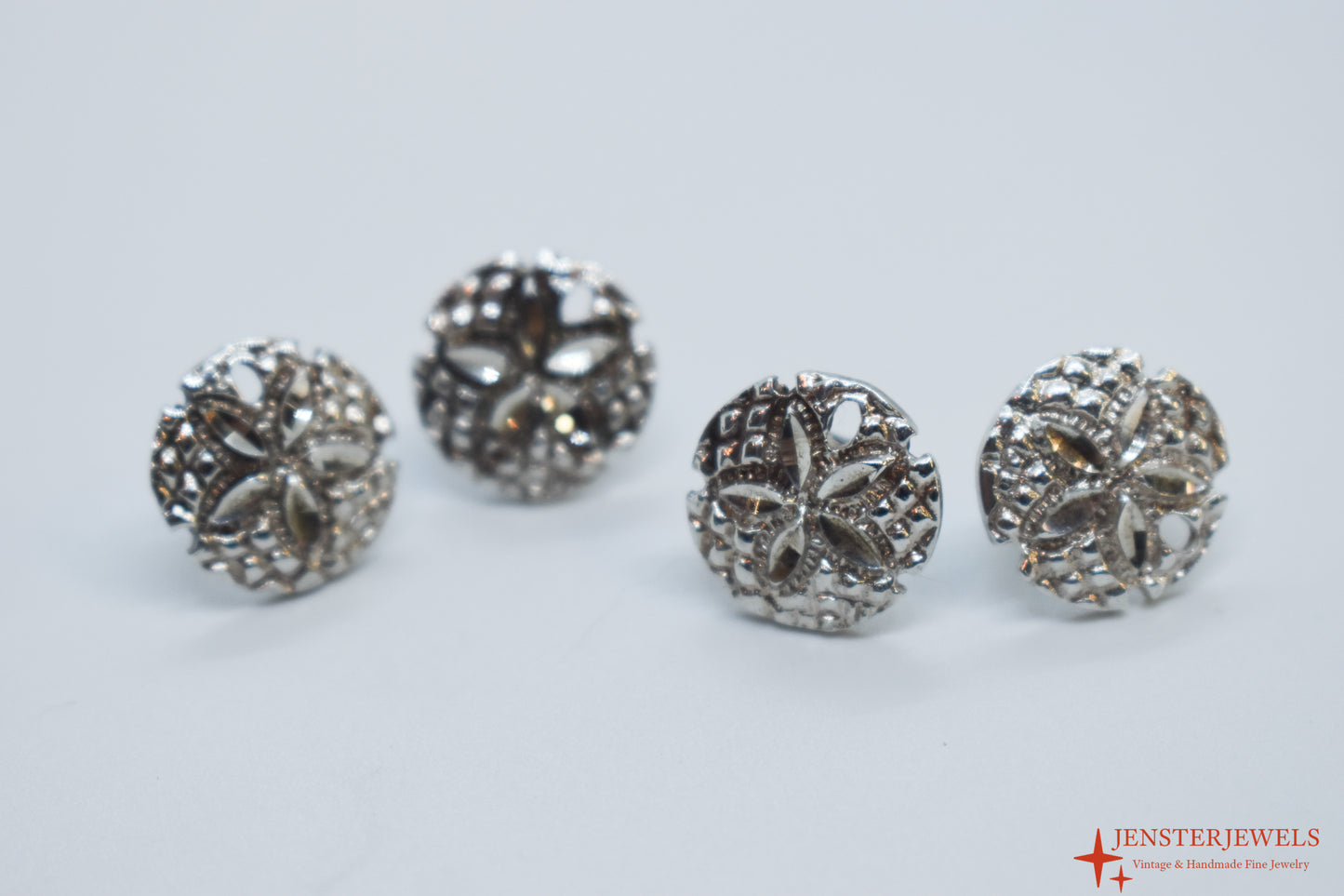 Vintage Sterling Silver Sand Dollar Stud Earrings