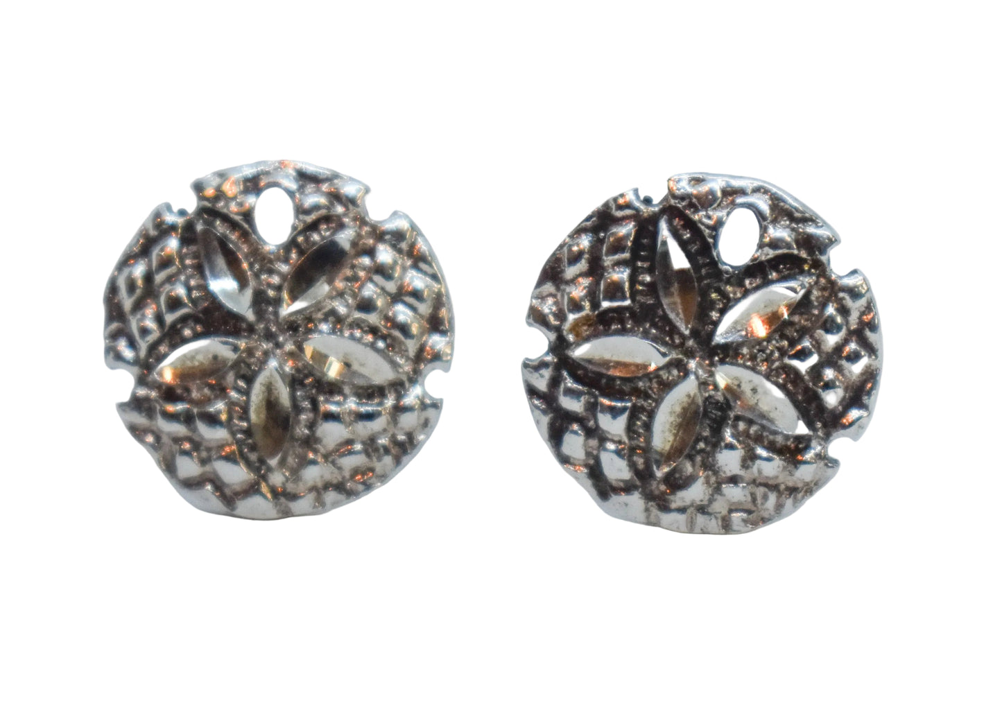 Vintage Sterling Silver Sand Dollar Stud Earrings