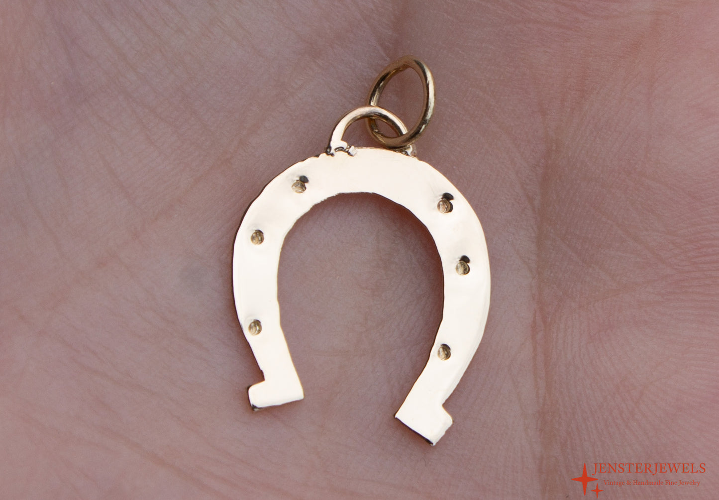 Handmade 14k Yellow Gold Horseshoe Pendant - Lucky Charm