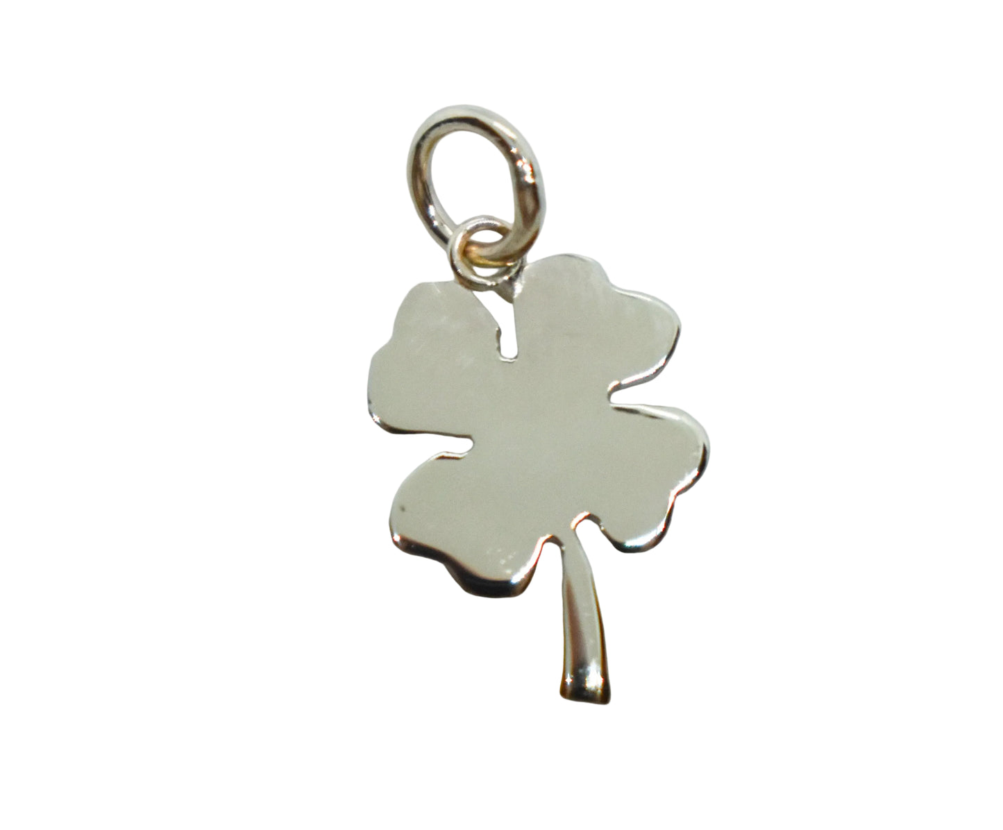 Handmade 14k Yellow Gold Four Leaf Clover Pendant- Lucky Charm