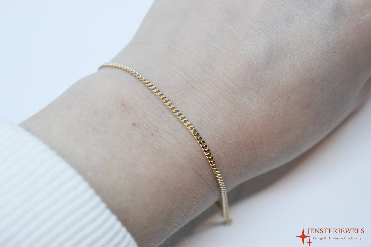 Vintage 14k Yellow Gold Curb Link Chain Bracelet 7"