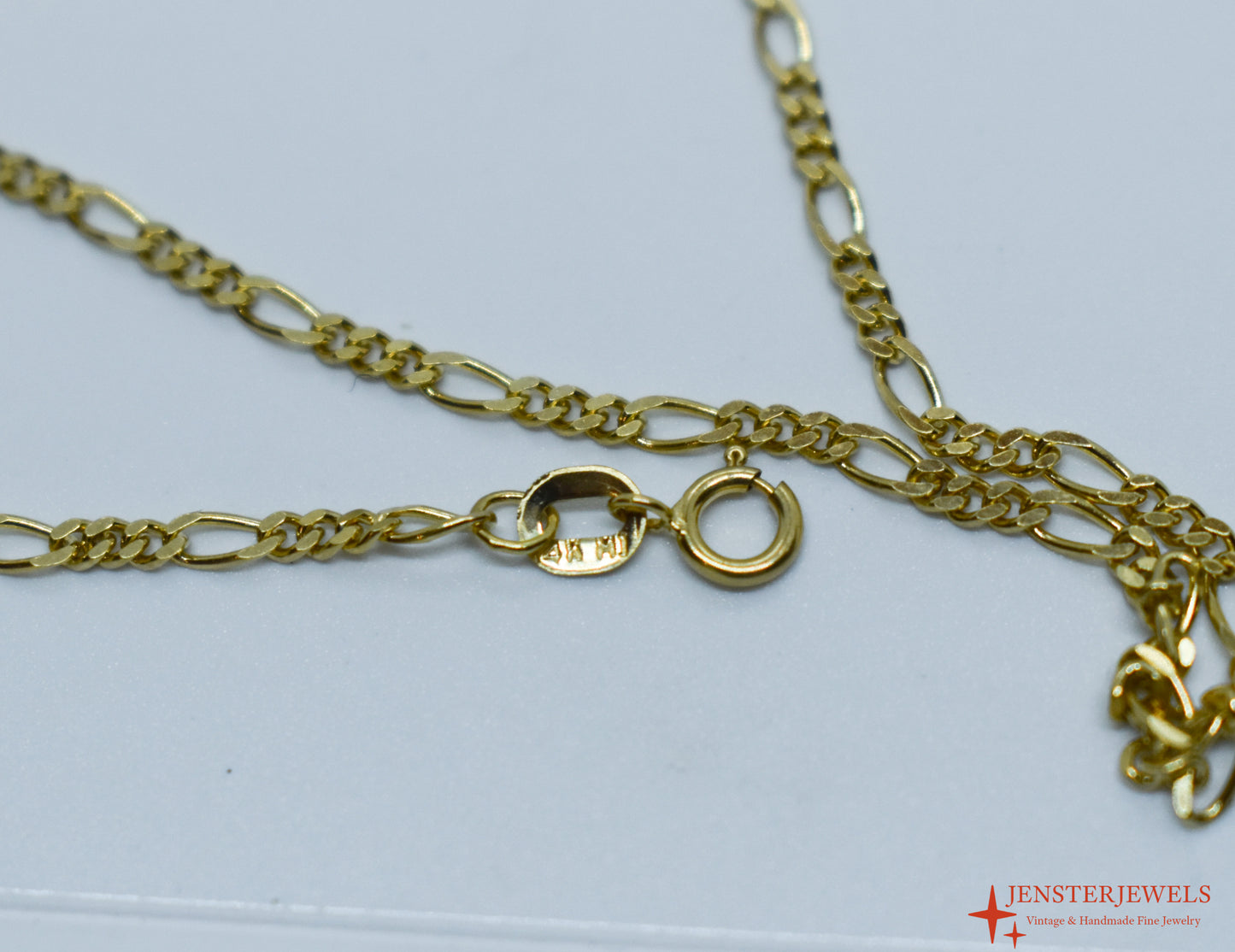 Vintage 14k Yellow Gold Figaro Chain Bracelet 8 1/4"
