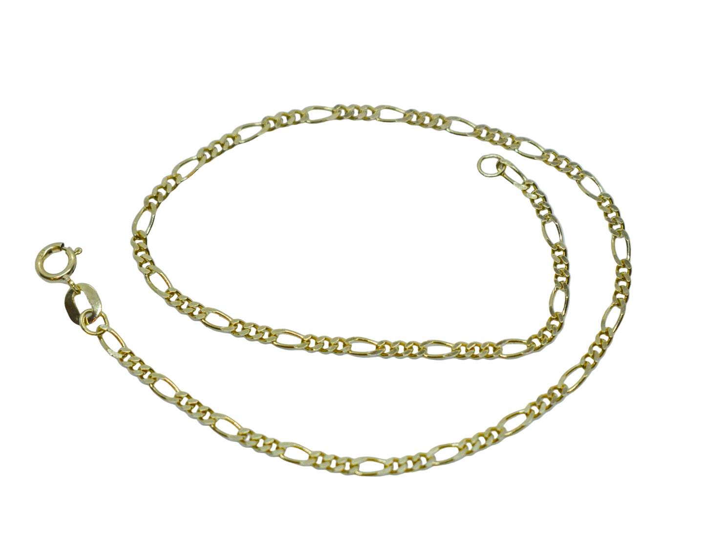 Vintage 14k Yellow Gold Figaro Chain Bracelet 8 1/4"