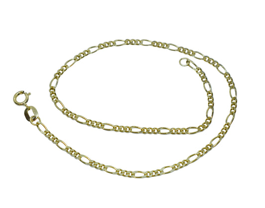 Vintage 14k Yellow Gold Figaro Chain Bracelet 8 1/4"