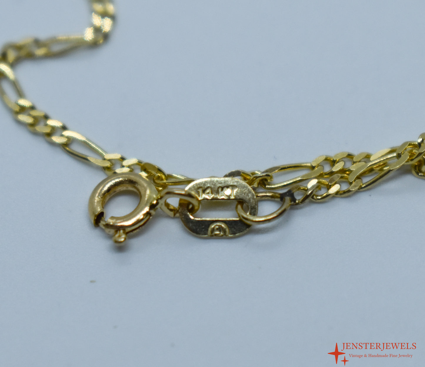 Vintage 14k Yellow Gold Figaro Chain Necklace 18 1/4"