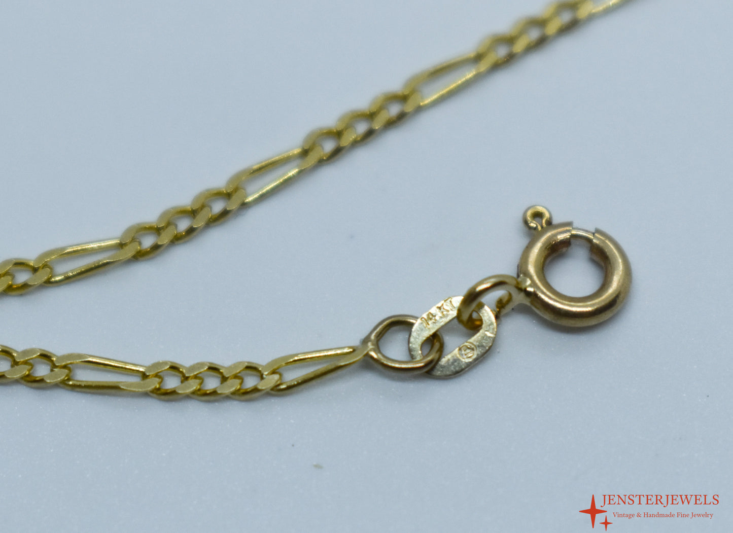 Vintage 14k Yellow Gold Figaro Chain Necklace 24"