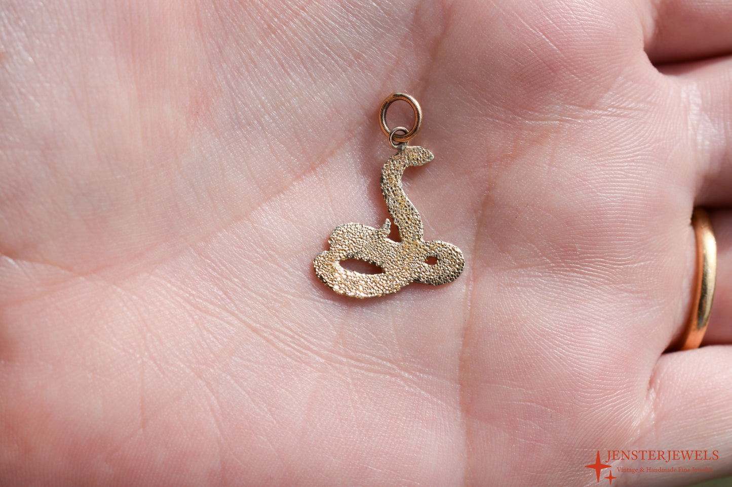 Handmade 14k Yellow Gold Snake Pendant