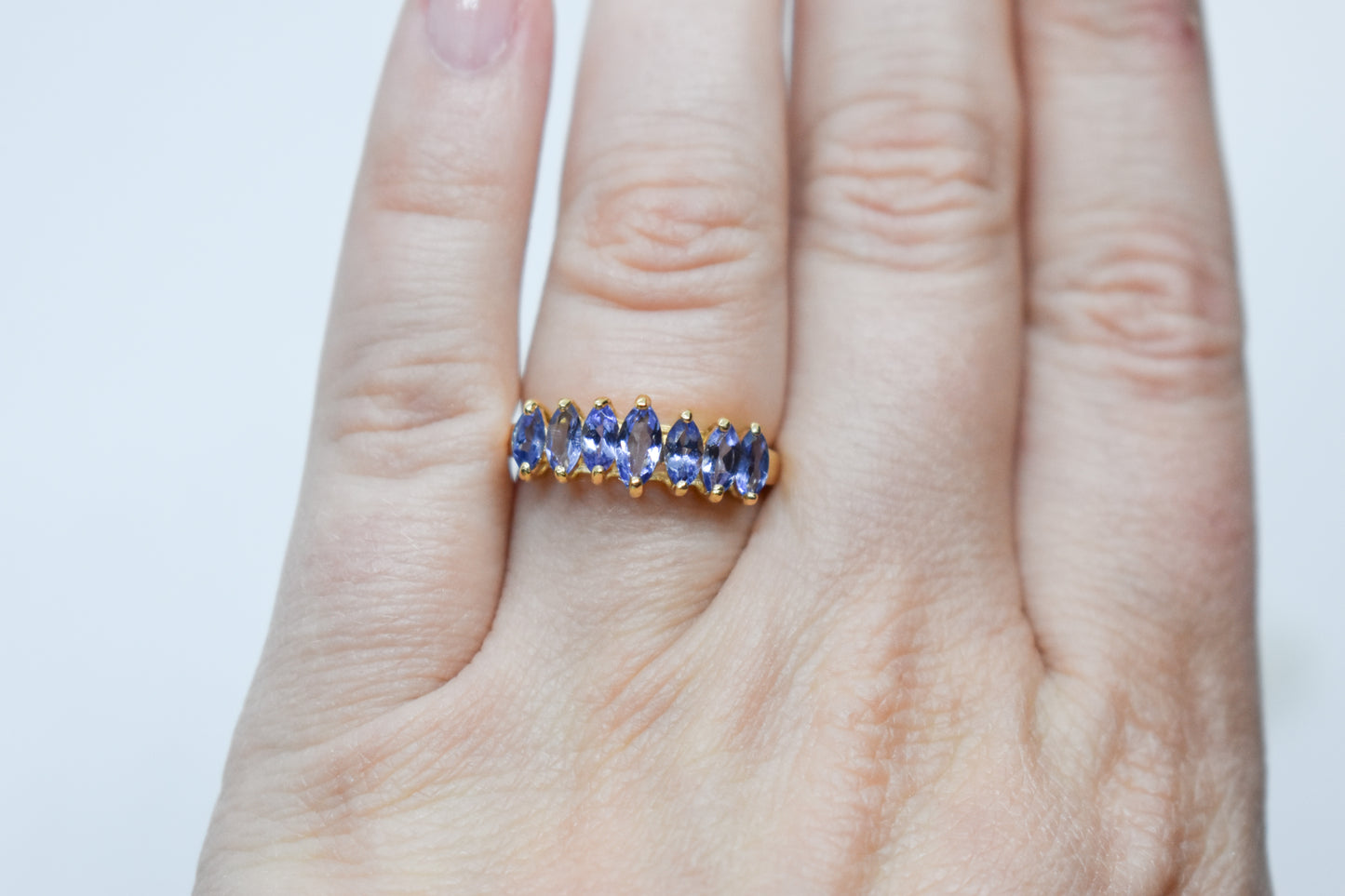 Vintage 14k Yellow Gold Marquise Tanzanite Ring Size 6 1/4