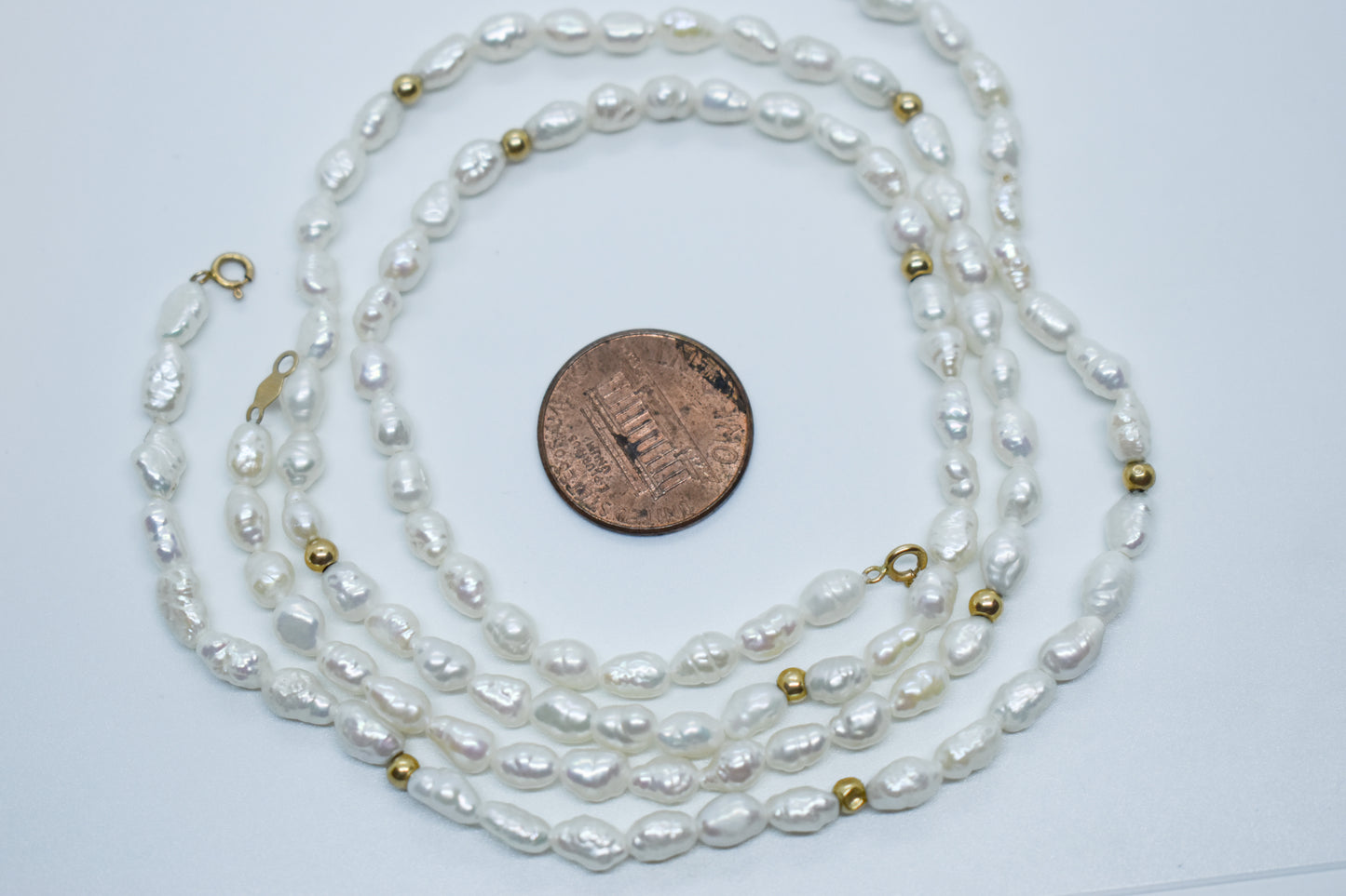 Vintage 14k Gold Freshwater Pearl Necklace & Bracelet Set