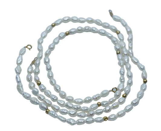 Vintage 14k Gold Freshwater Pearl Necklace & Bracelet Set