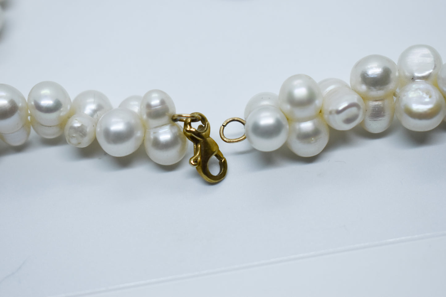 Vintage 14k Yellow Gold Conjoined Twin Pearl Necklace 18"