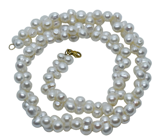 Vintage 14k Yellow Gold Conjoined Twin Pearl Necklace 18"