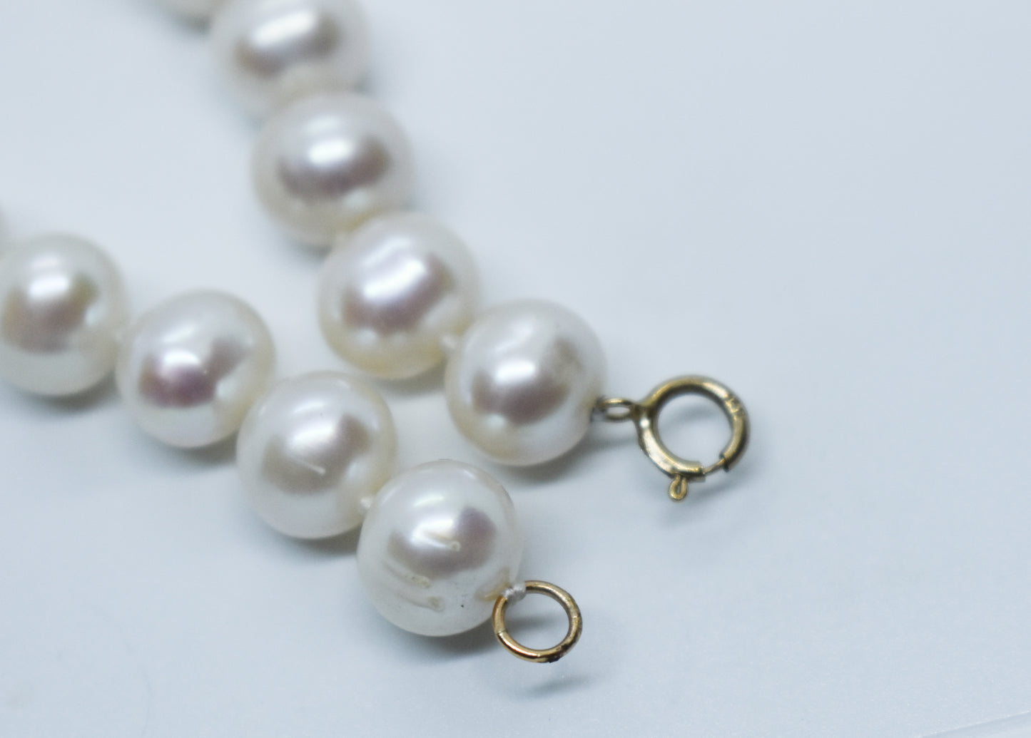 Vintage 14k Yellow Gold Cultured Pearl Necklace 17 1/2"