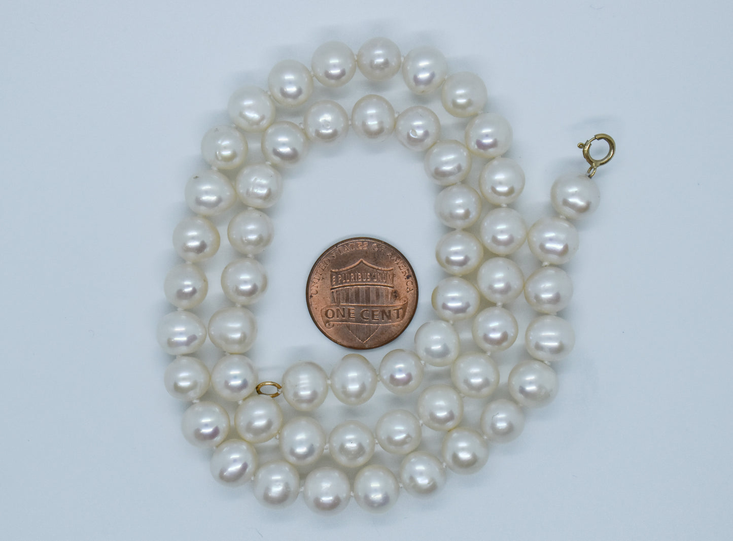 Vintage 14k Yellow Gold Cultured Pearl Necklace 17 1/2"