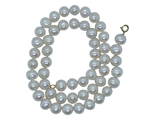 Vintage 14k Yellow Gold Cultured Pearl Necklace 17 1/2"