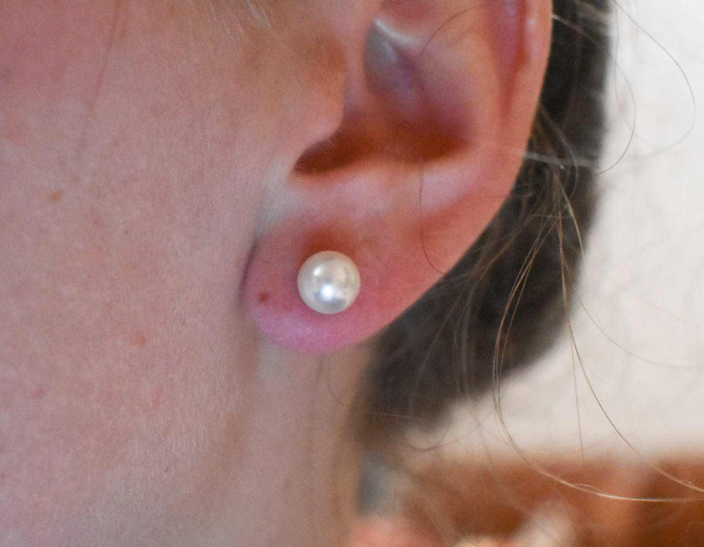 Vintage 14k Yellow Gold 7mm Pearl Stud Earrings