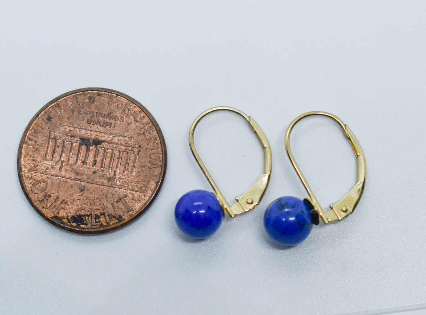 Vintage 14k Yellow Gold Blue Lapis Earrings