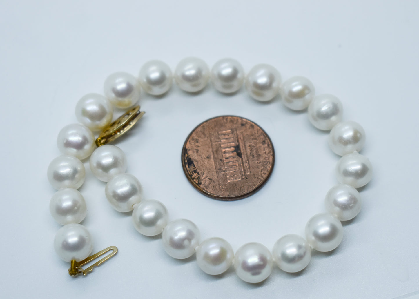 Vintage 14k Yellow Gold Pearl Bracelet 7 1/2"