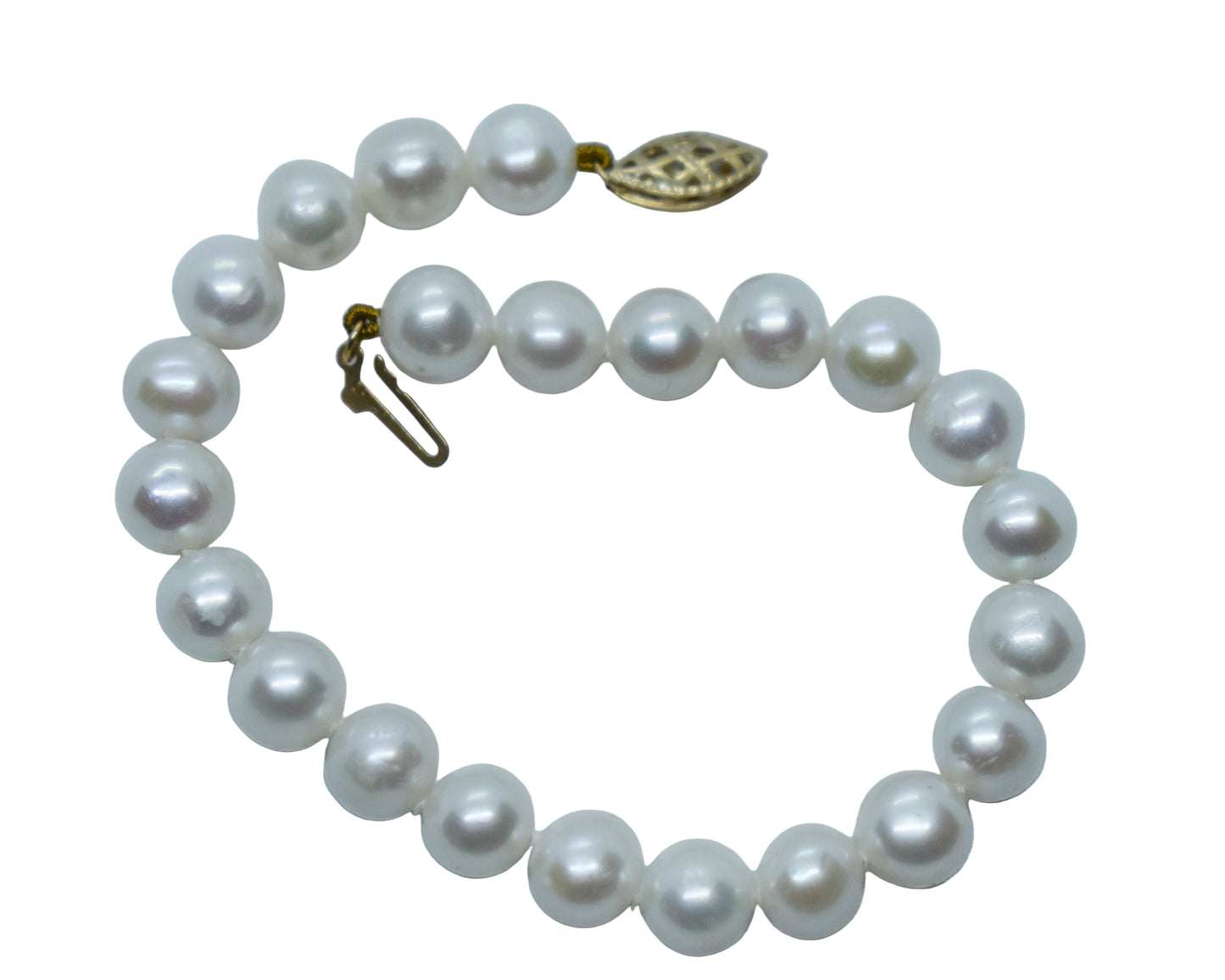 Vintage 14k Yellow Gold Pearl Bracelet 7 1/2"