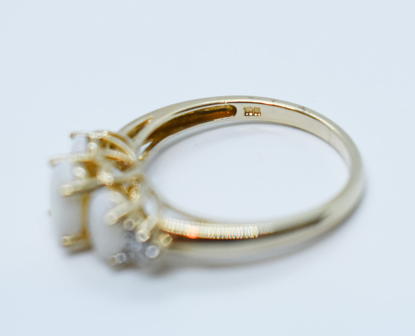 Vintage 10k Yellow Gold Opal and Diamond Ring Size 7