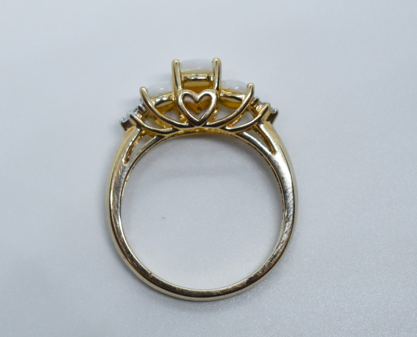 Vintage 10k Yellow Gold Opal and Diamond Ring Size 7
