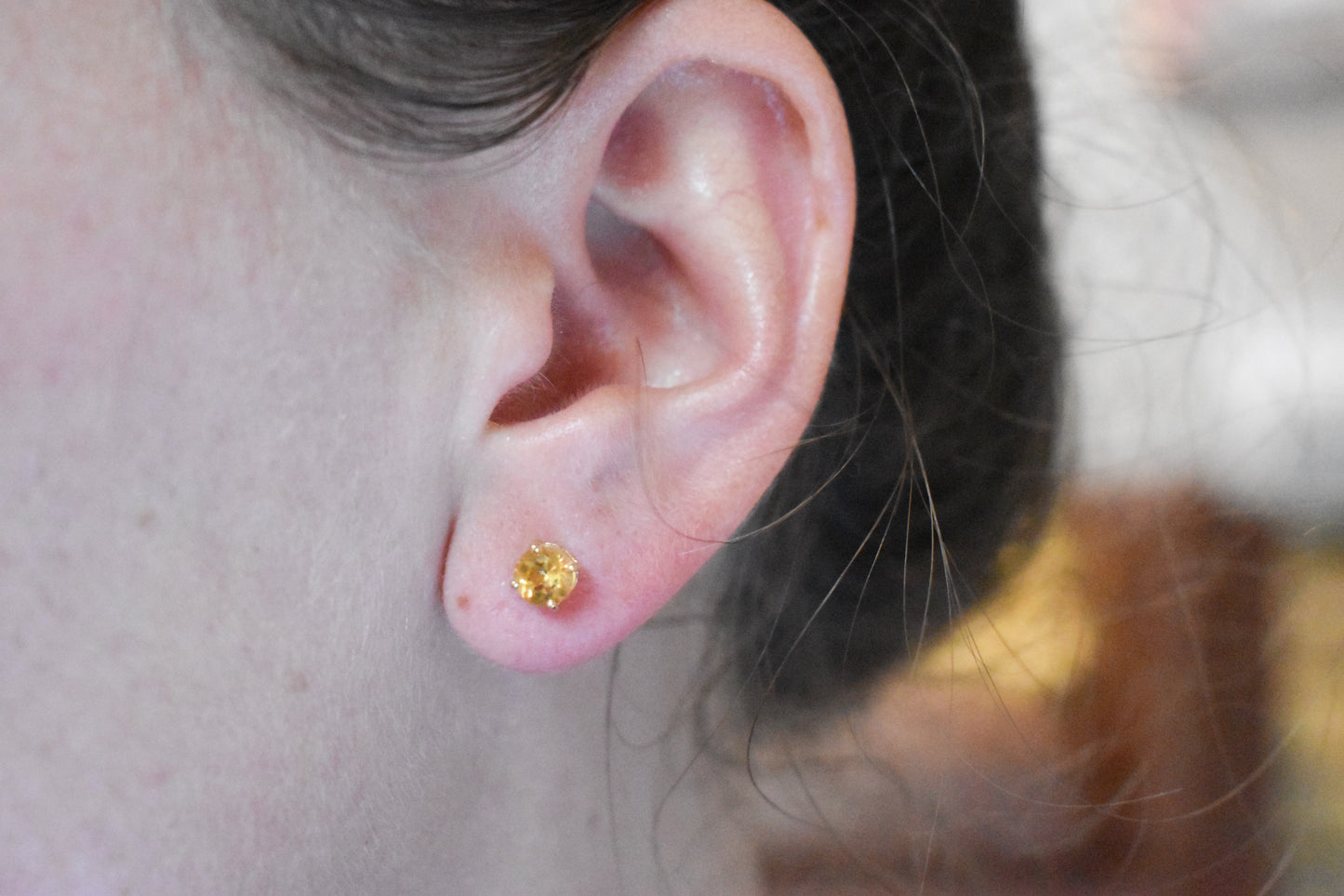 Vintage 14k Yellow Gold Citrine Stud Earrings