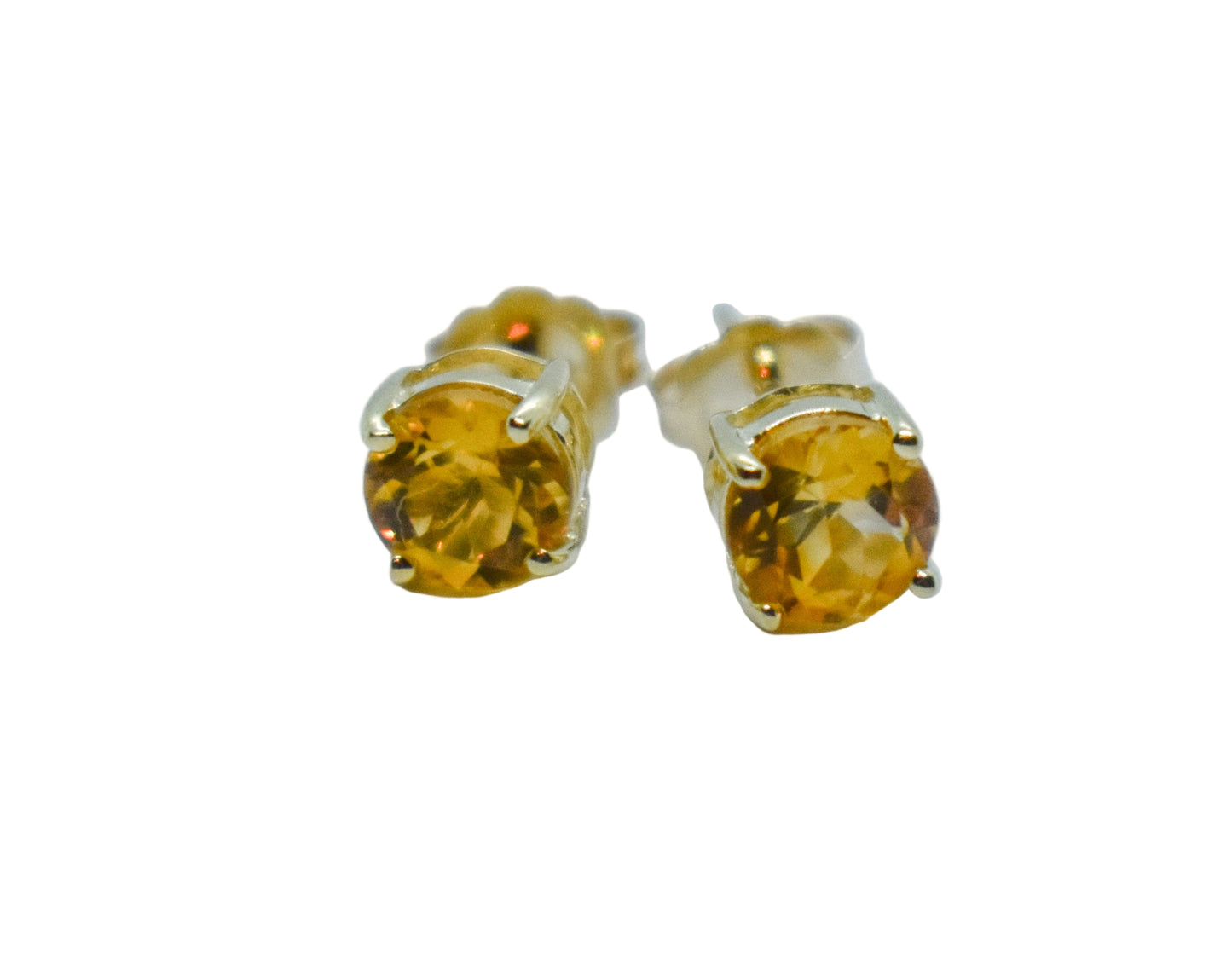 Vintage 14k Yellow Gold Citrine Stud Earrings