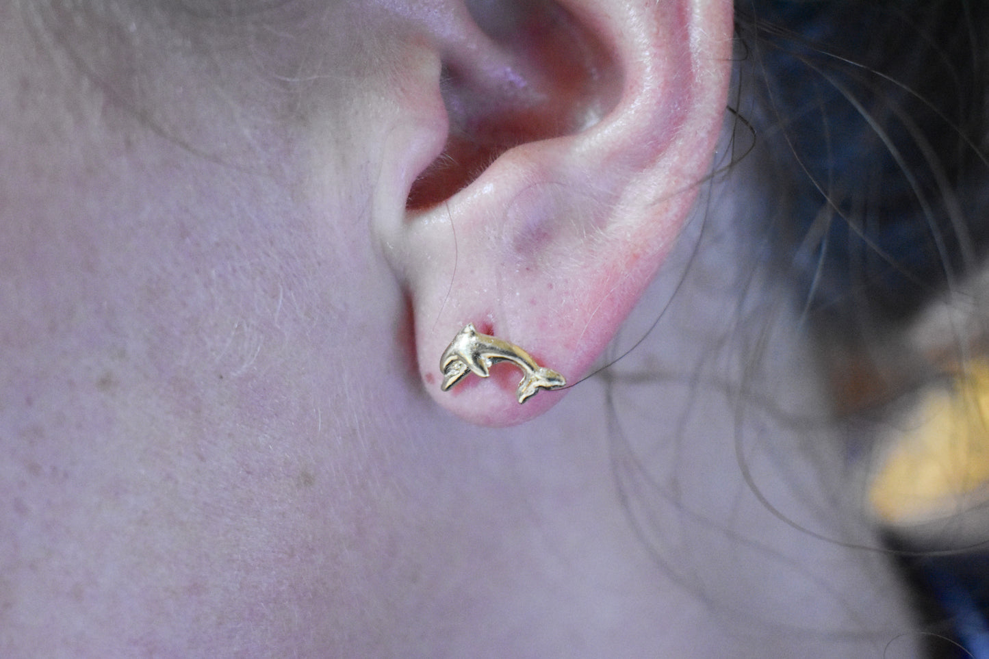 Vintage 14k Yellow Gold Dolphin Stud Earrings