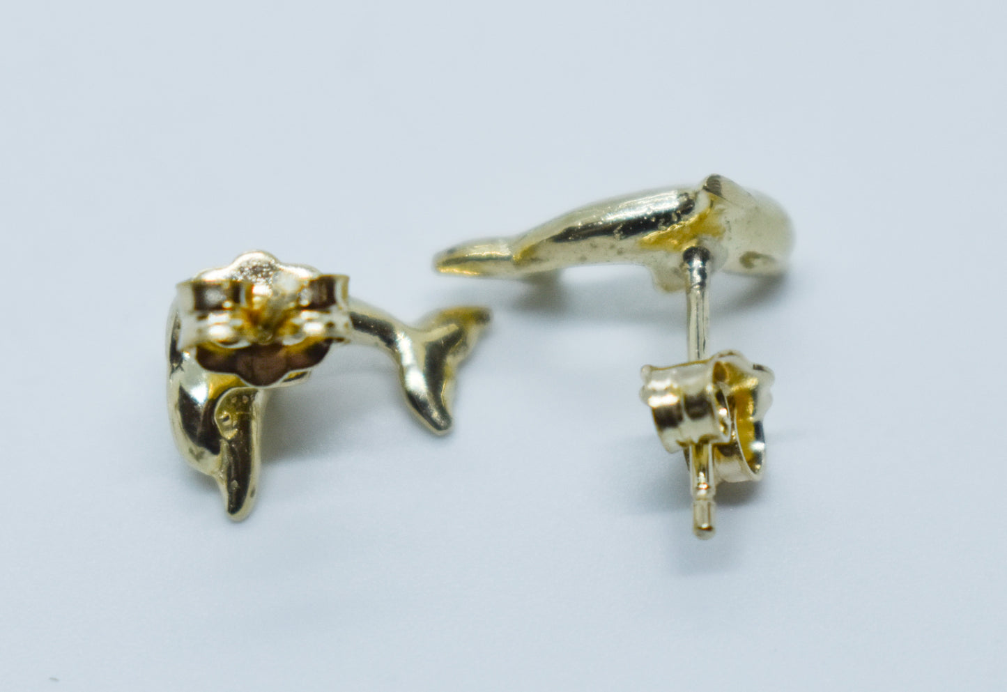 Vintage 14k Yellow Gold Dolphin Stud Earrings