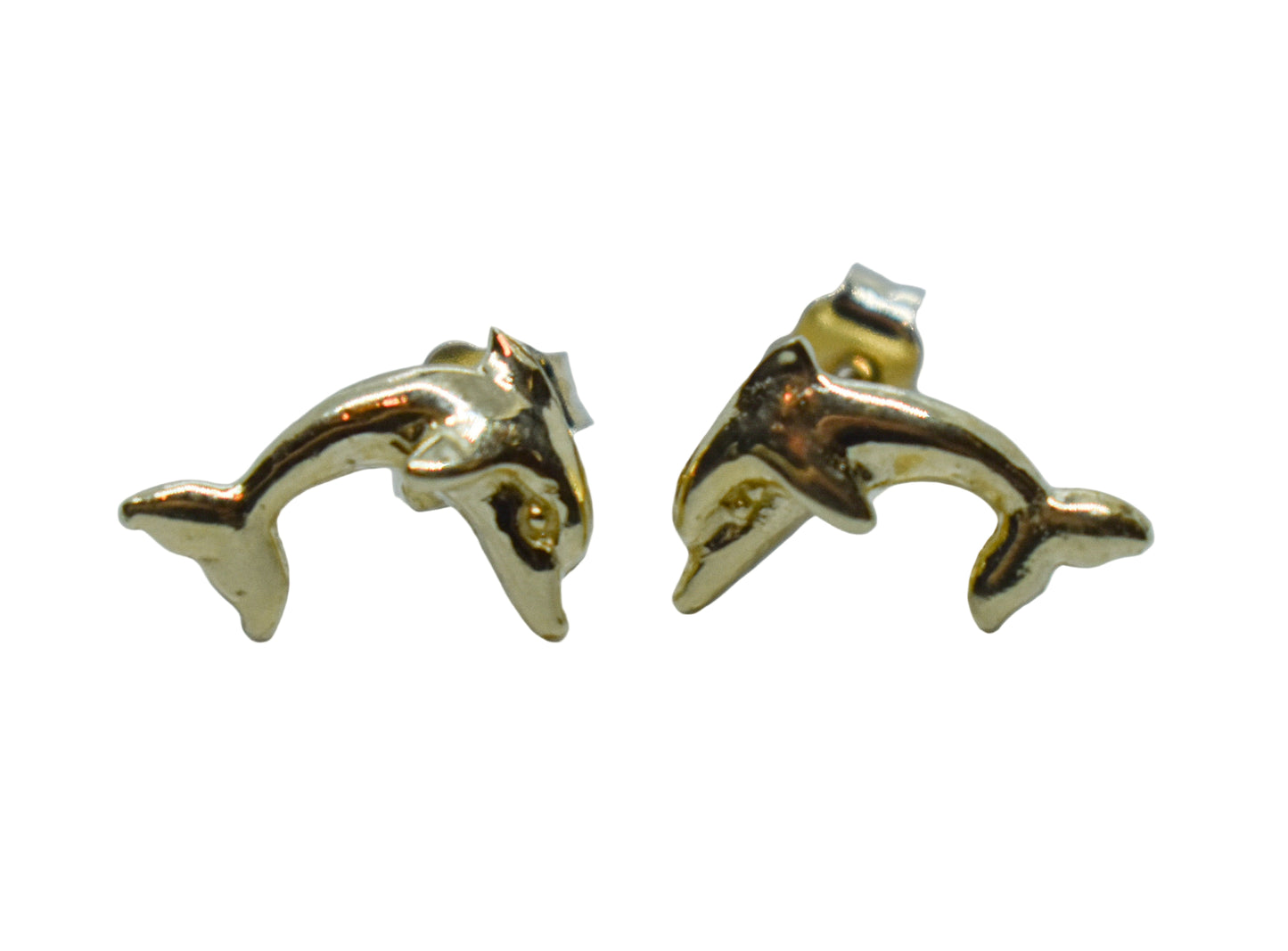 Vintage 14k Yellow Gold Dolphin Stud Earrings