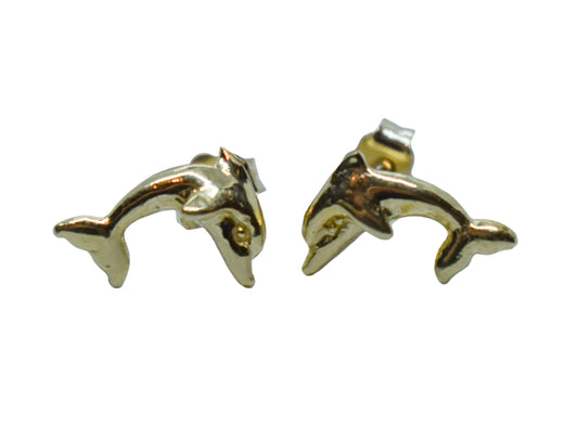 Vintage 14k Yellow Gold Dolphin Stud Earrings