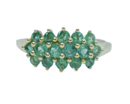 Vintage 14k Yellow Gold Emerald Cluster Ring Size 7 1/4