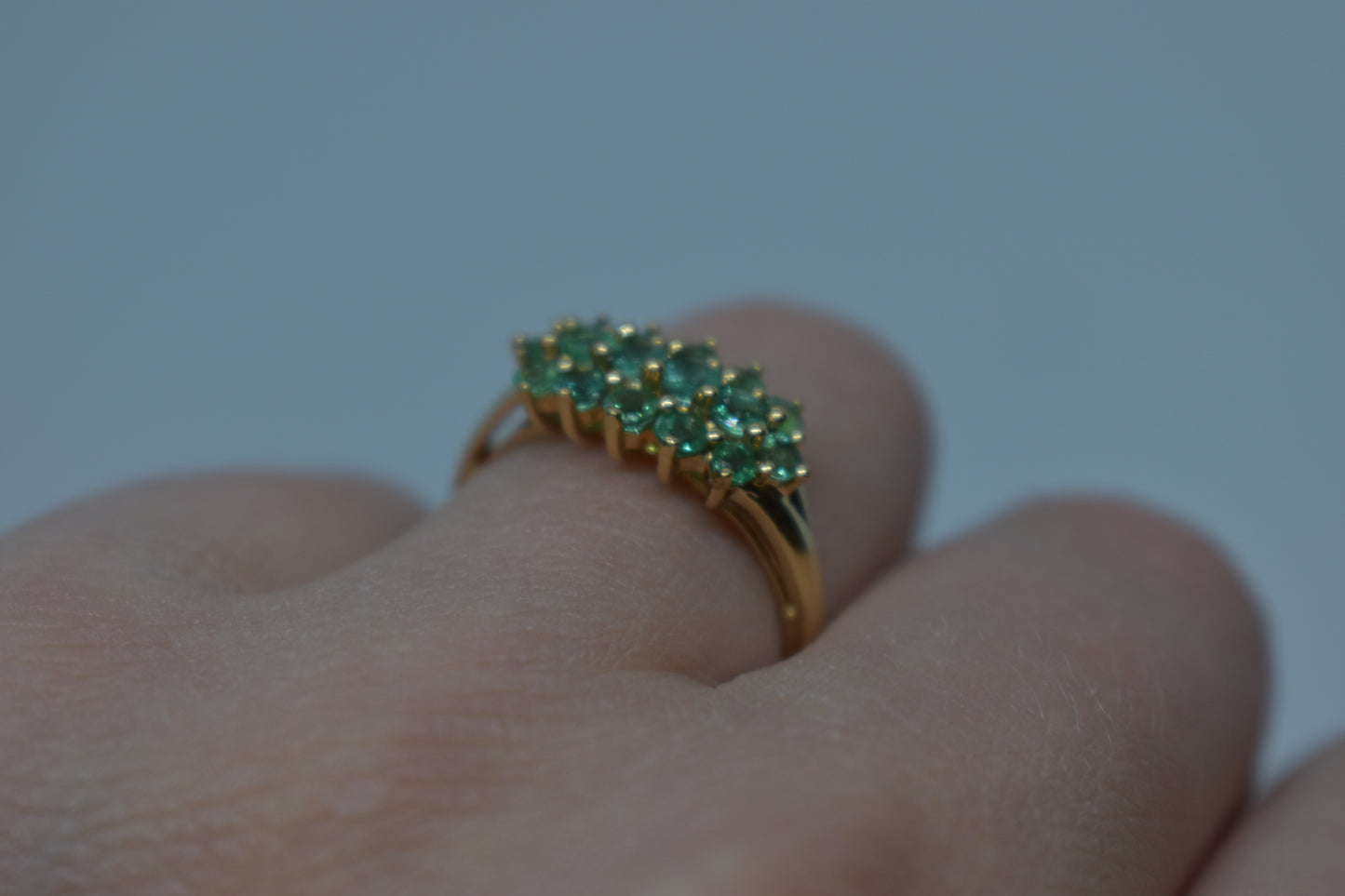 Vintage 14k Yellow Gold Emerald Cluster Ring Size 7 1/4