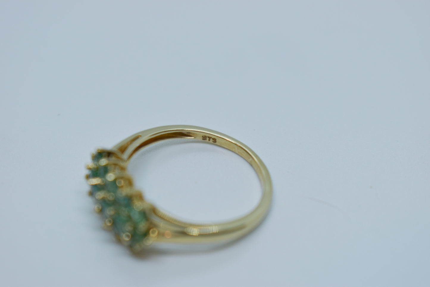 Vintage 14k Yellow Gold Emerald Cluster Ring Size 7 1/4