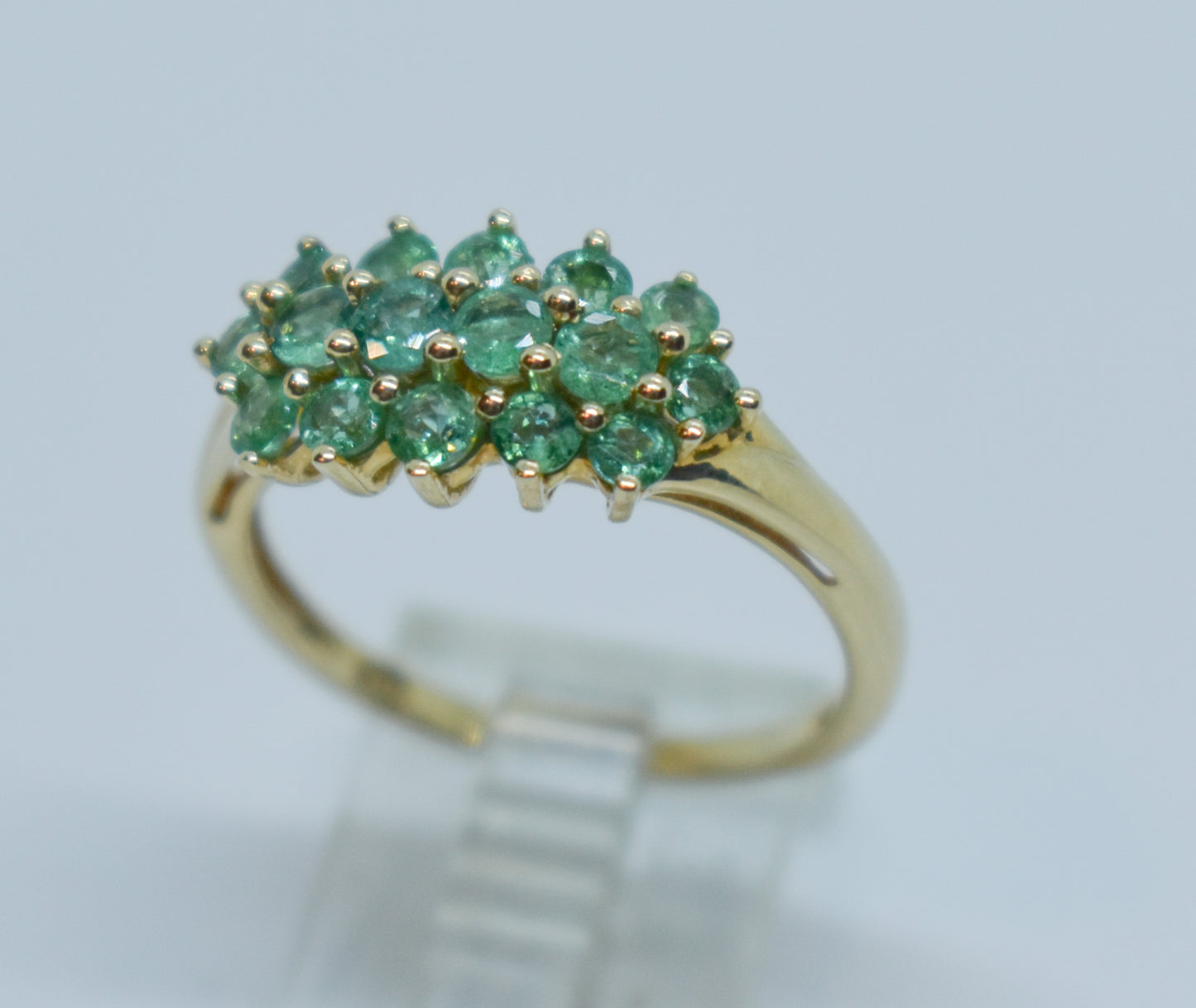 Vintage 14k Yellow Gold Emerald Cluster Ring Size 7 1/4