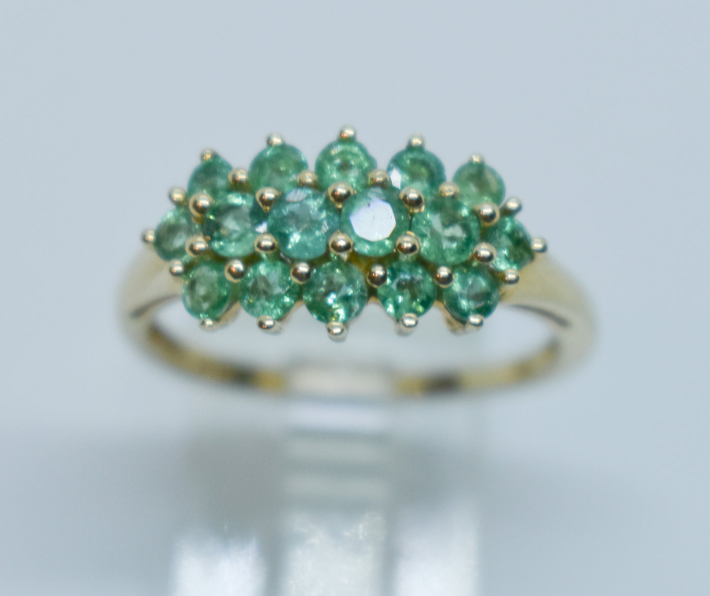 Vintage 14k Yellow Gold Emerald Cluster Ring Size 7 1/4