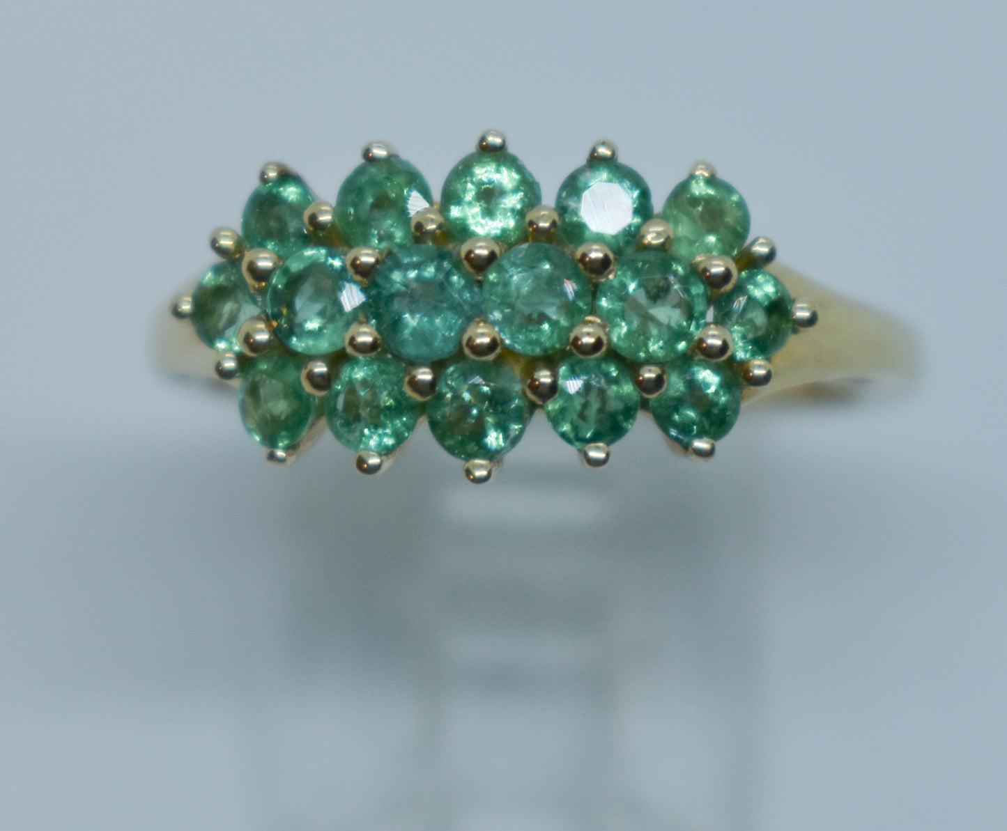 Vintage 14k Yellow Gold Emerald Cluster Ring Size 7 1/4