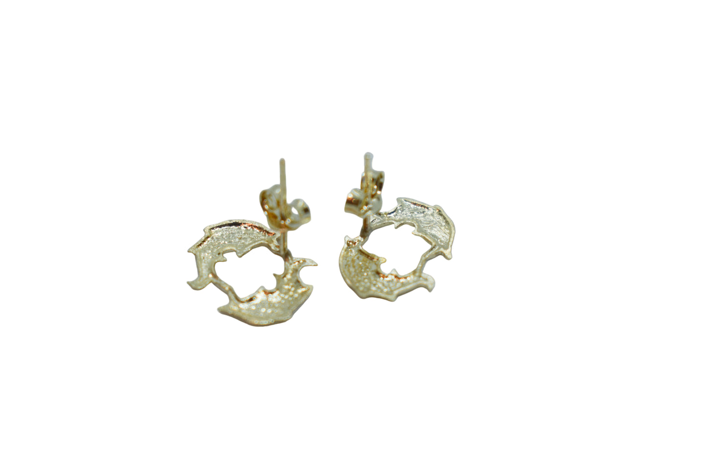 Vintage 14k Yellow Gold Pisces Zodiac Stud Earrings