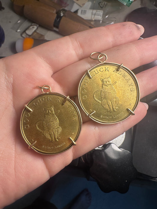 RESERVED FOR STACY - CAT COIN WRAPS 14K GOLD