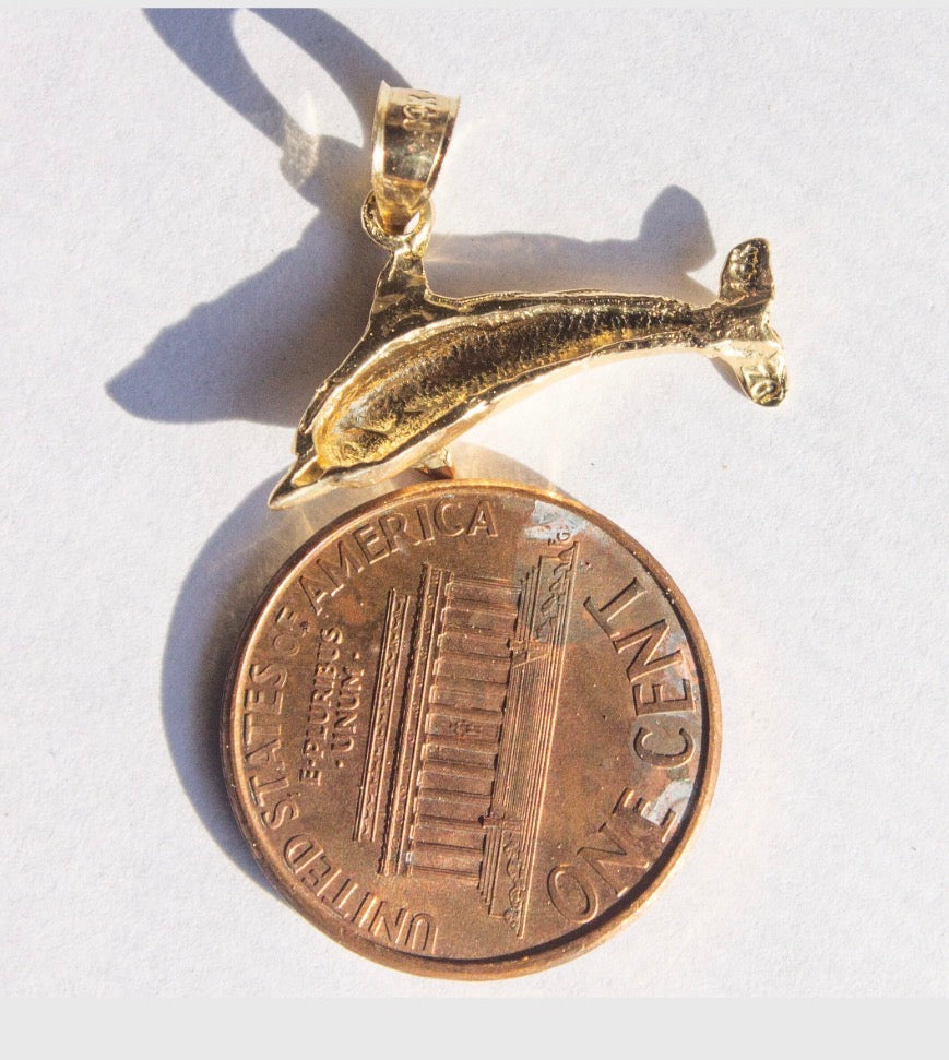 Vintage 14k Yellow Gold Dazzlers Dolphin Pendant