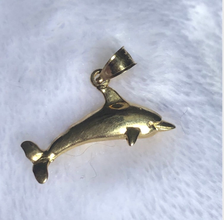 Vintage 14k Yellow Gold Dazzlers Dolphin Pendant