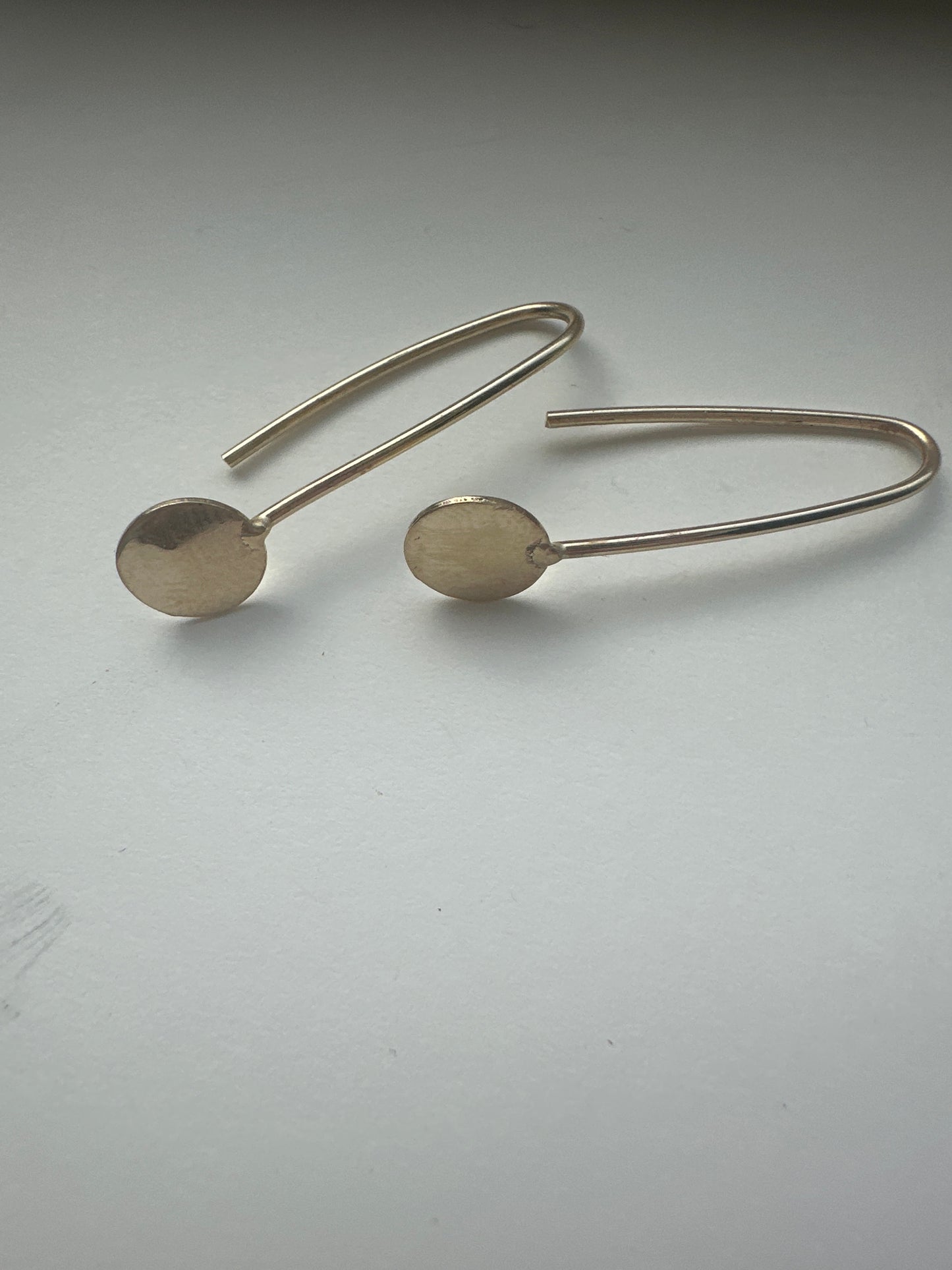 Handmade 14k Yellow Gold Circle dangle wire Earrings