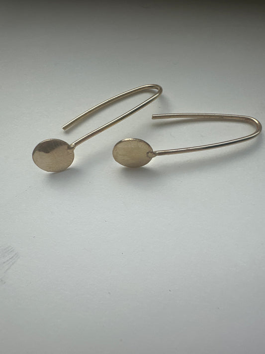 Handmade 14k Yellow Gold Circle dangle wire Earrings