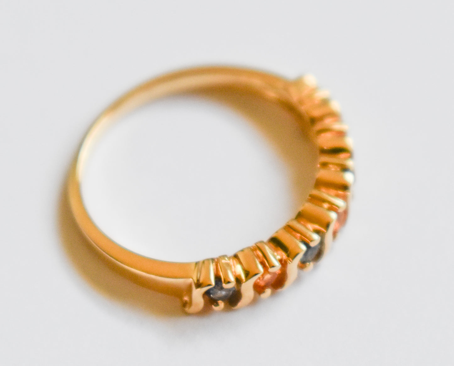 Vintage 14k Yellow Gold Michael Anthony Yellow and Blue Sapphire Band Ring 6 1/4