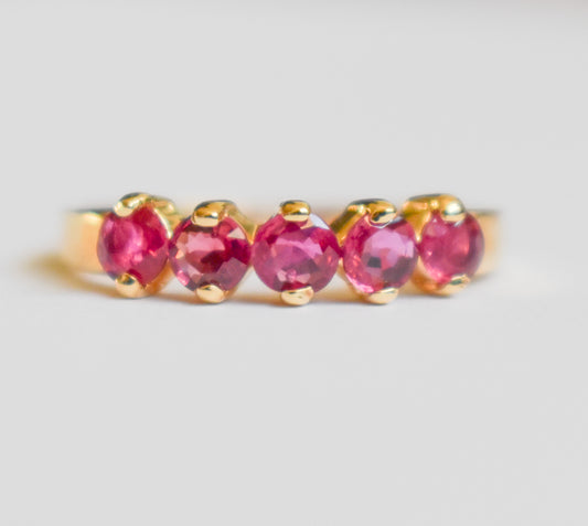 Vintage 14k Yellow Gold Ruby Band Size 6 3/4