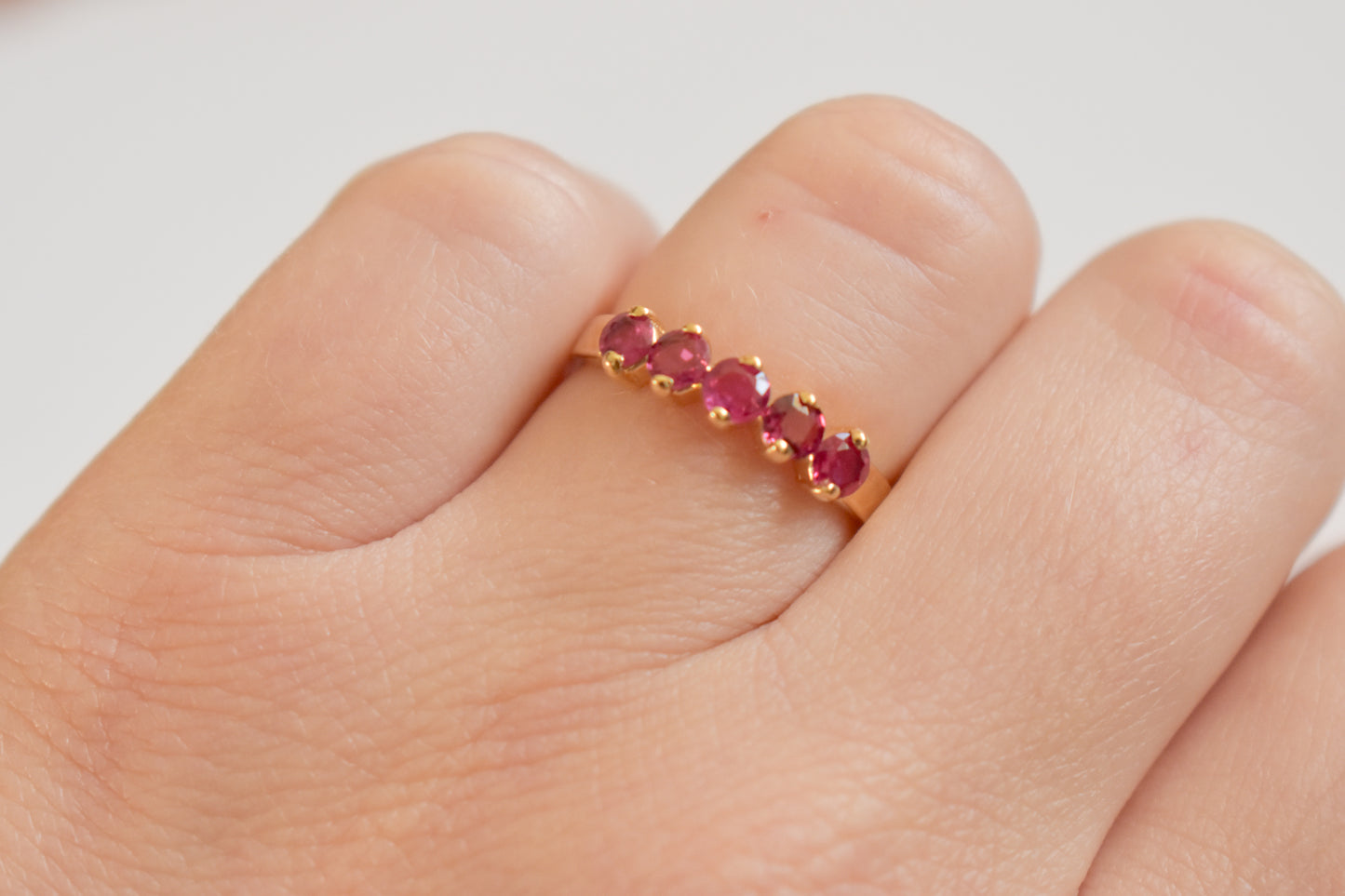 Vintage 14k Yellow Gold Ruby Band Size 6 3/4