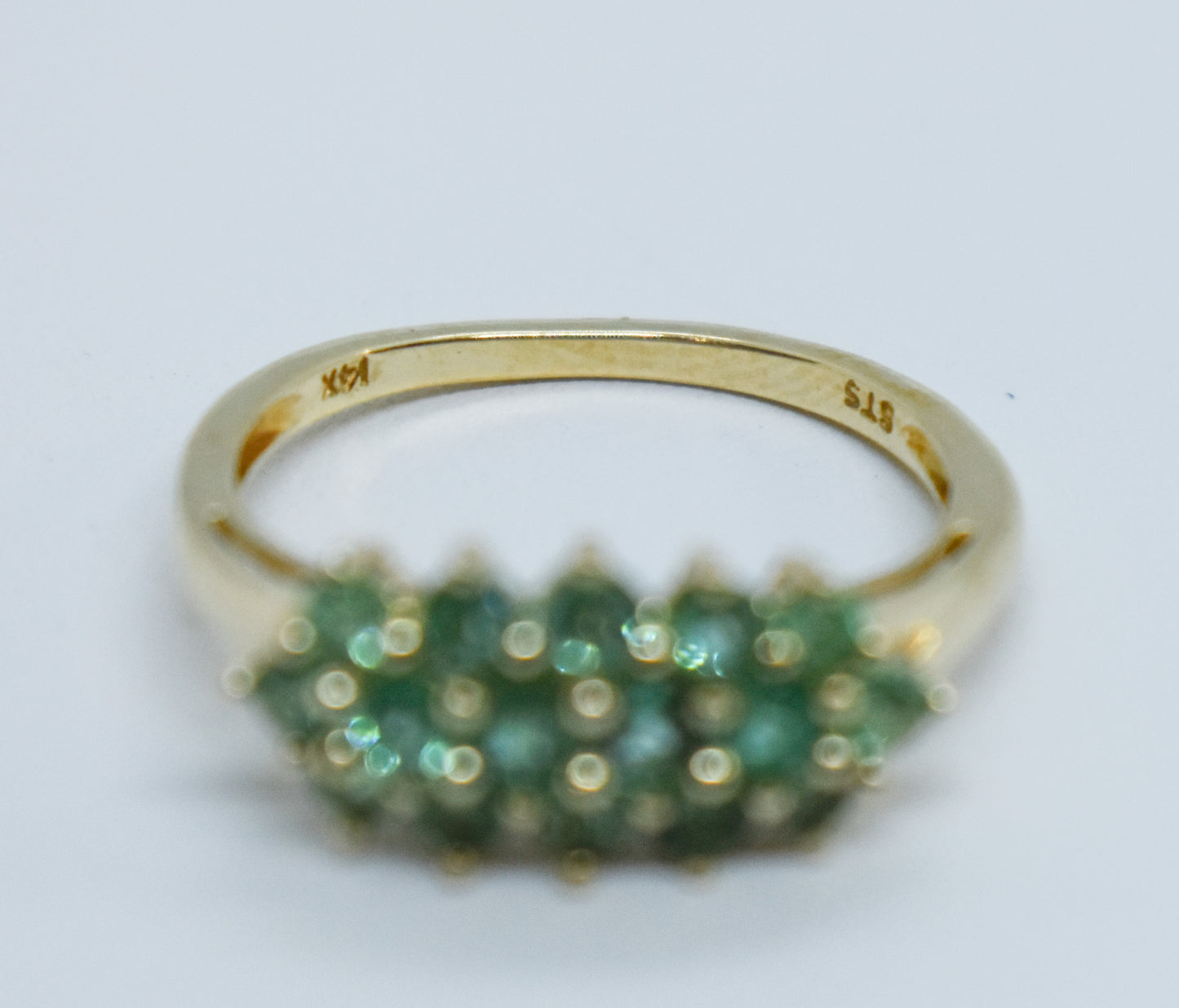 Vintage 14k Yellow Gold Emerald Cluster Ring Size 7 1/4