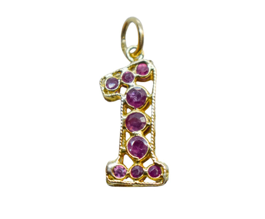 Vintage 18k Yellow Gold Ruby #1 Pendant