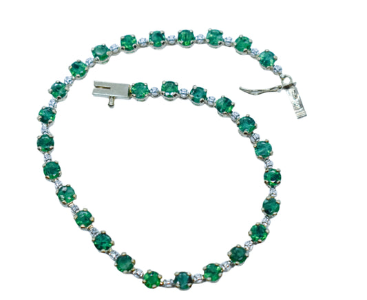 Vintage 10k Yellow Gold Emerald Tennis Bracelet 7 1/2"