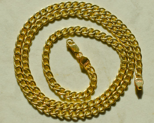 Handmade 14k Yellow Gold Cuban Link Chain Necklace 22 3/4"